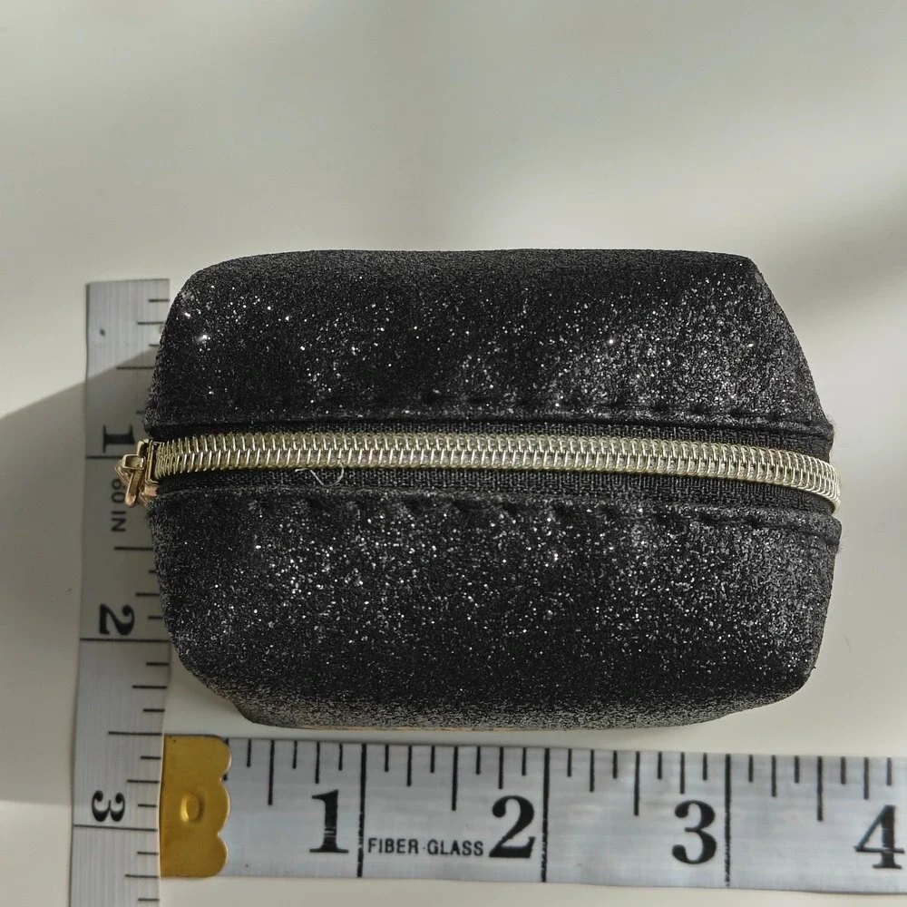 New Juicy Couture Black Glitter Bag Mini Micro Emergency Kit Everyday Essentials